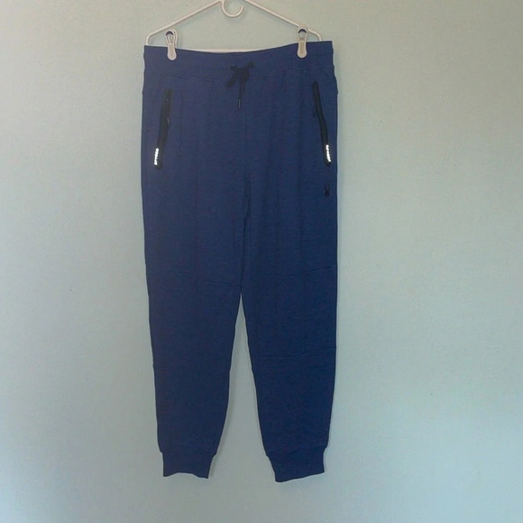 Spyder Active Joggers men’s size XL blue drawstring waist pull on zipper pockets - Picture 1 of 7